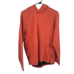Lululemon Textured Hoodie Pullover Woman M Orange Kangaroo Zip Pocket Athleisure